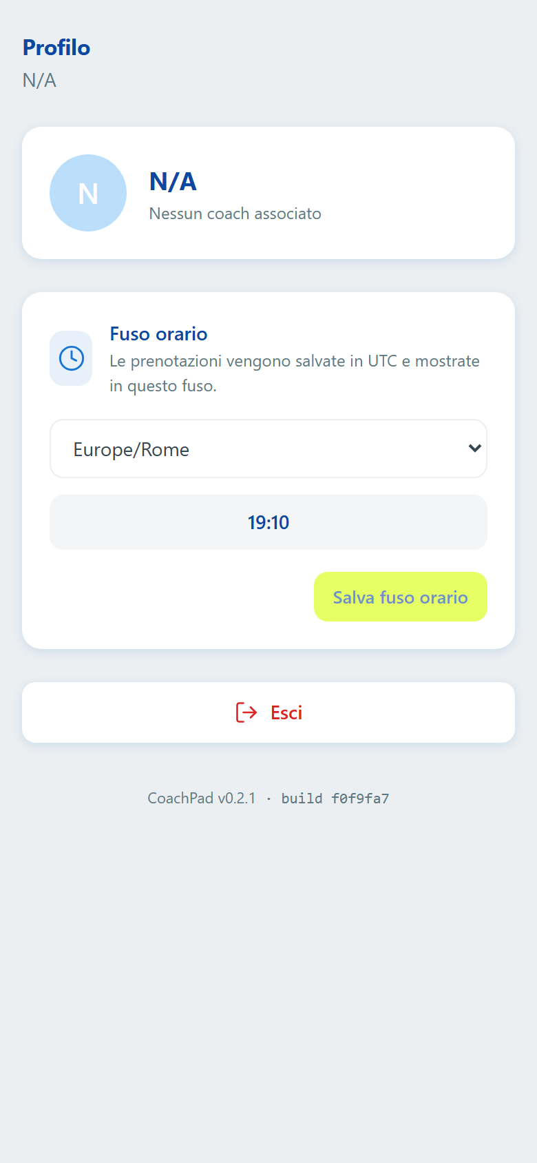 La schermata Profilo del cliente